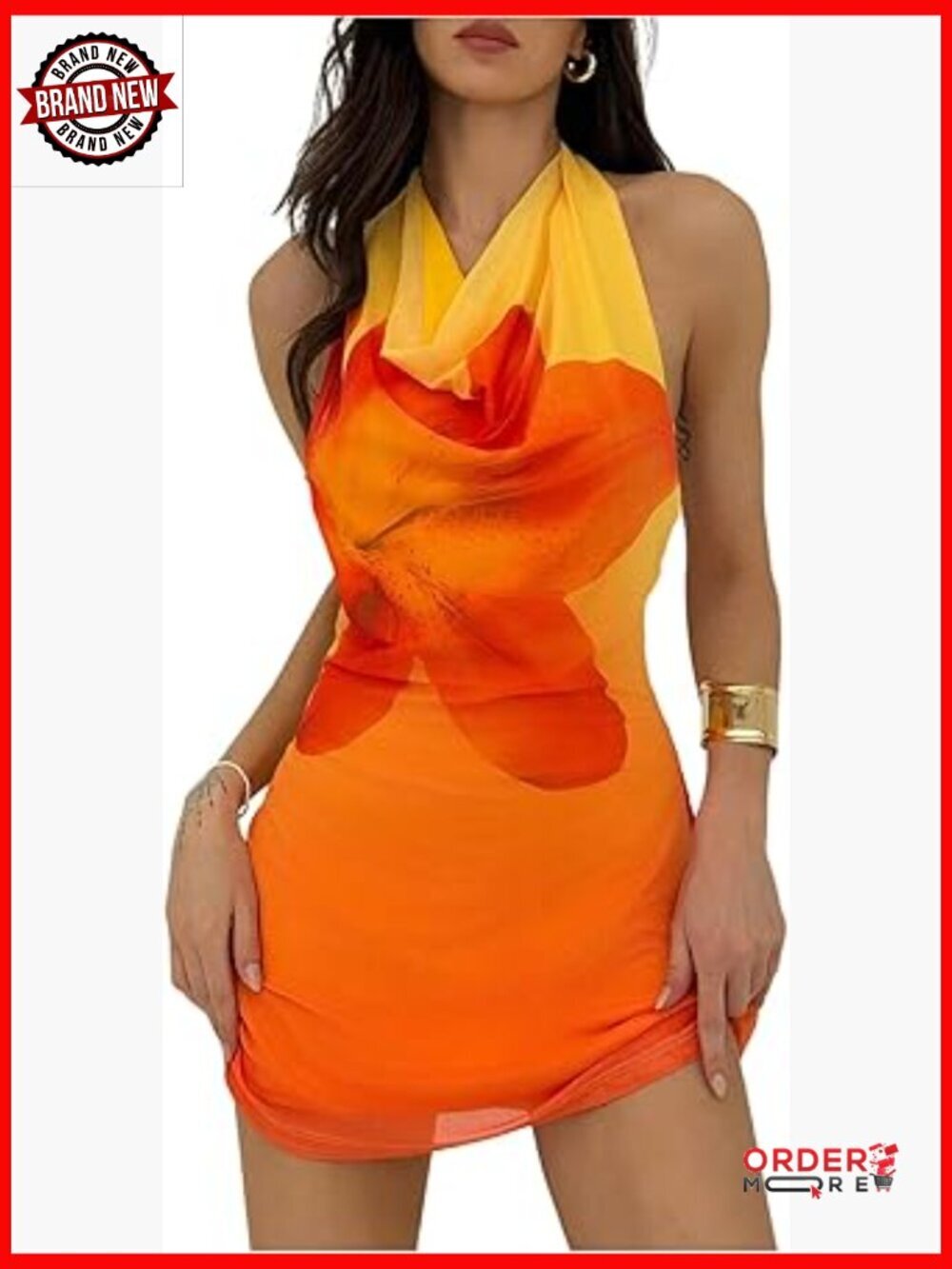 Y2K Halter Backless Mini Sundress Cowl Neck Bodycon